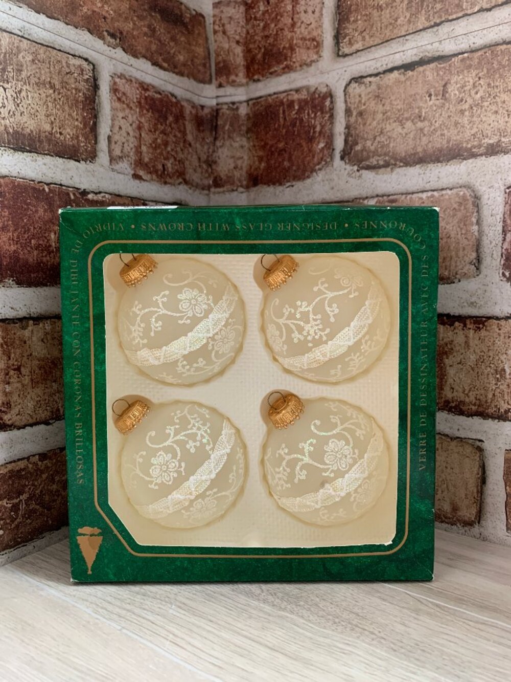 Vtg. "White Lace" Christmas Ornaments by Krebs (Set of 4)